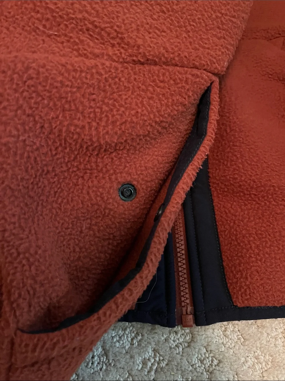 The North Face: Men's Burnt Orange Fleece Vest with Contrast Trim